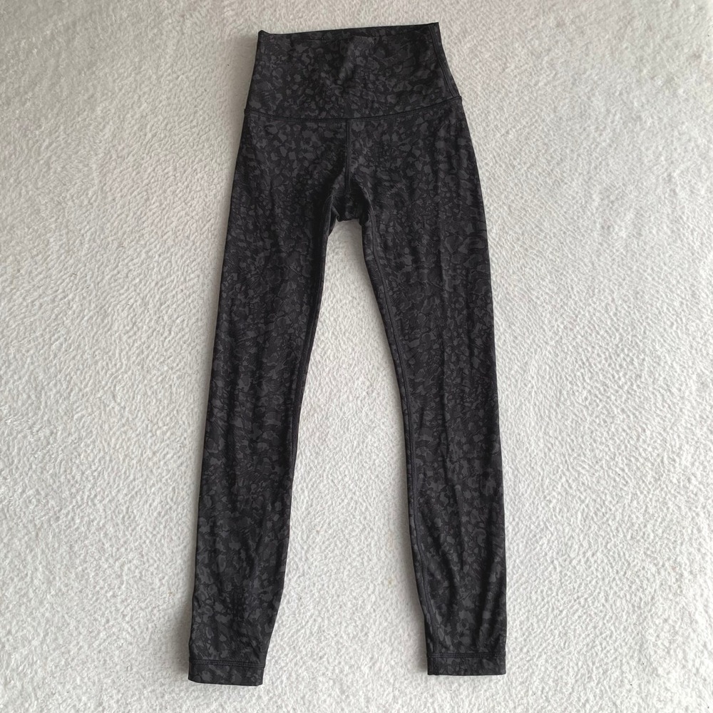 Lululemon Wunder Under High-Rise Leggings Size 2 (21x25) Camo Black Gray (FLAW)